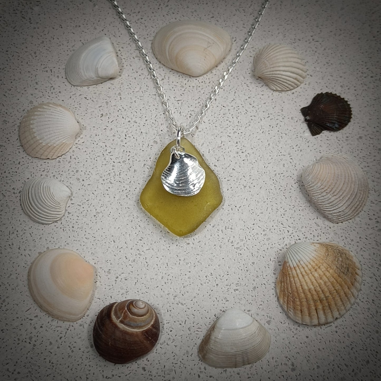 Canary Seaglass & Venus charm necklace (18"/45cm chain)